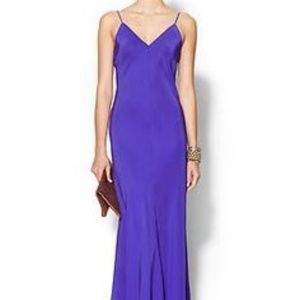 Amanda Uprichard Blue Bias Silk Maxi Dress Medium